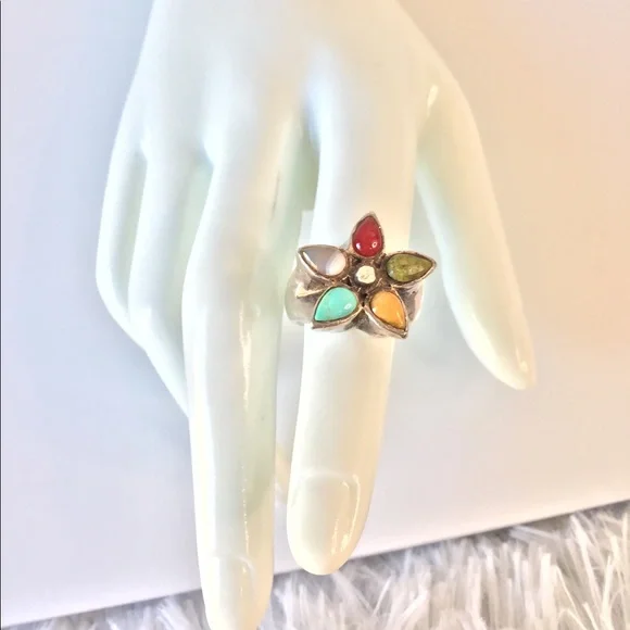 Vintage 925 BARSE multi stone statement ring - Picture 5 of 7